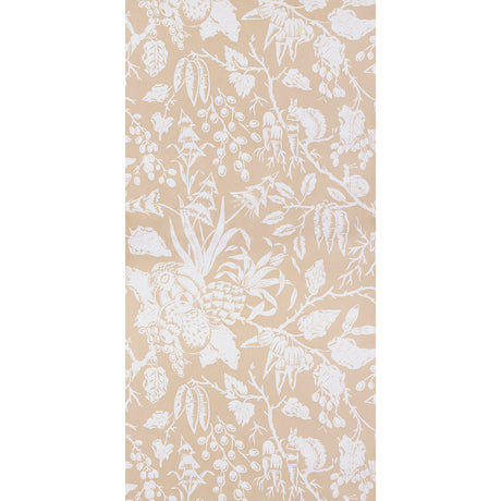PUCK wallpaper in Raisin by Raoul Textiles for Schumacher, hand-printed botanical pattern on Japanese pulp paper.