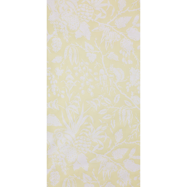 PUCK wallpaper in Limon by Raoul Textiles for Schumacher, hand-printed botanical pattern on Japanese pulp paper.