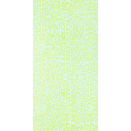 PATRA TWO wallpaper in Limon by Raoul Textiles for Schumacher, hand-printed Japanese pulp paper with intricate pattern in light green and yellow tones.