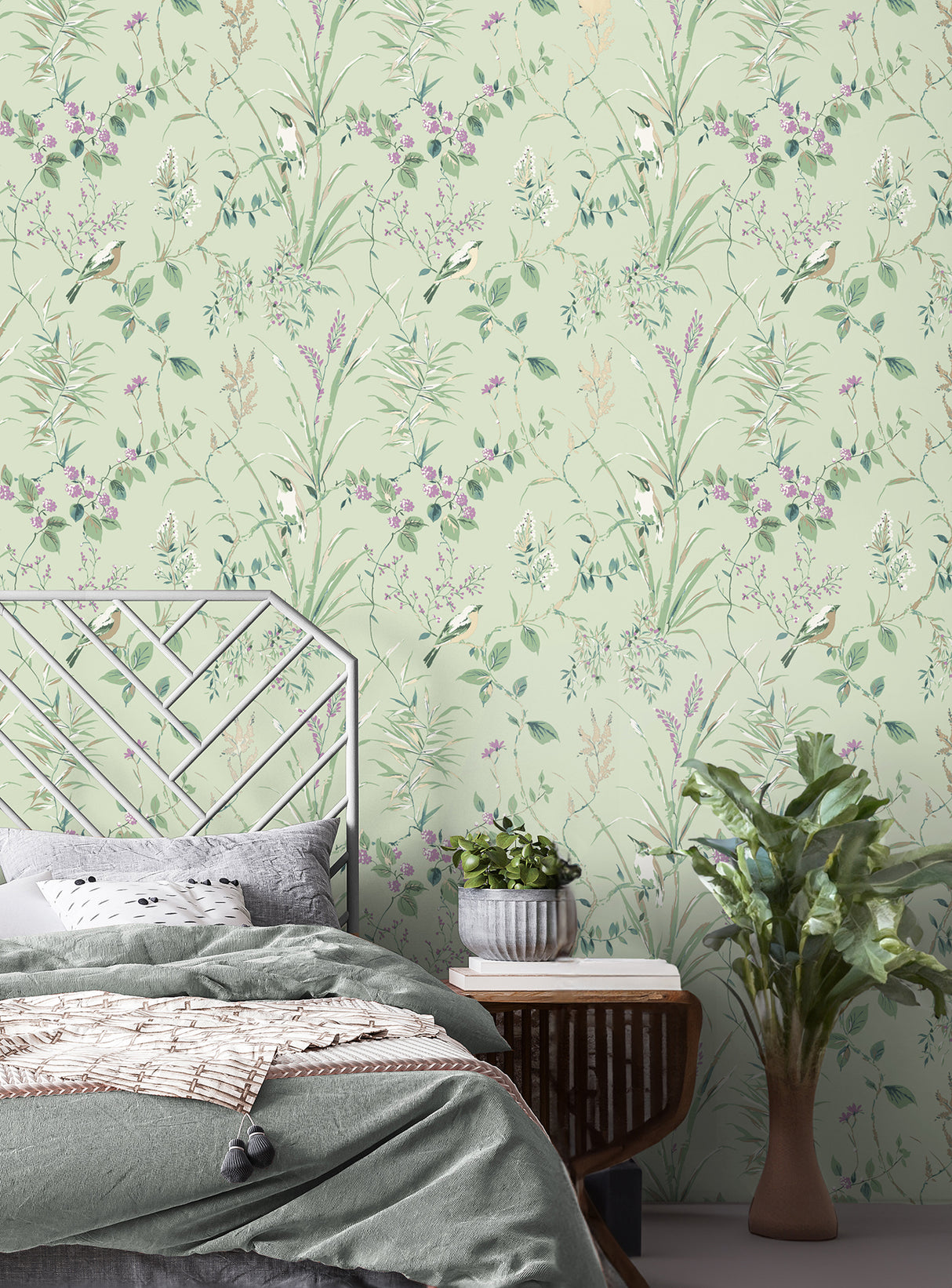 Mariko Sage by Fine Decor Botanical Wallpaper – Brewster Home Fashions M1552