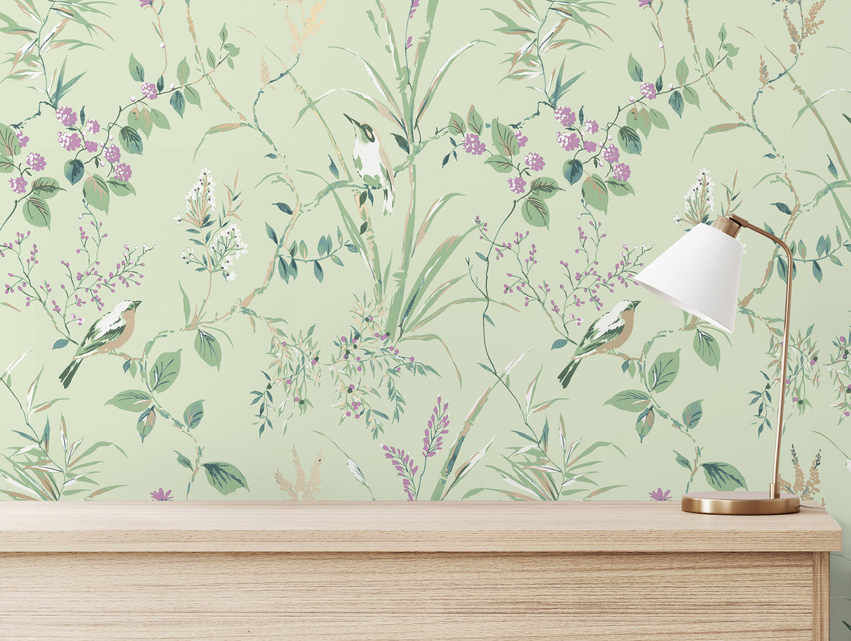 Mariko Sage by Fine Decor Botanical Wallpaper – Brewster Home Fashions M1552