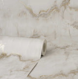 Aura Gold Marble Wallpaper with Metallic Abstract Stone Pattern - Fine Decor M1585