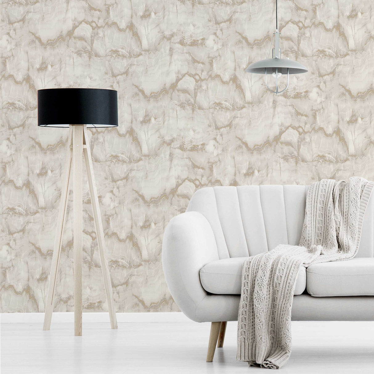Aura Gold Marble Wallpaper with Metallic Abstract Stone Pattern - Fine Decor M1585