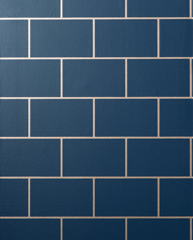 Metro Navy Tile Wallpaper with Abstract Tile Motif - Fine Decor M1636