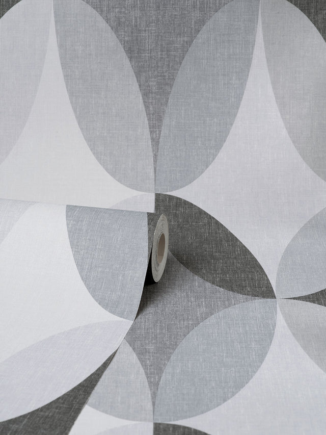 Kirby Charcoal Oval Geo Wallpaper