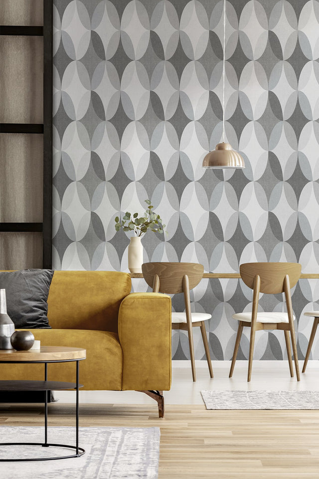 Kirby Charcoal Oval Geo Wallpaper