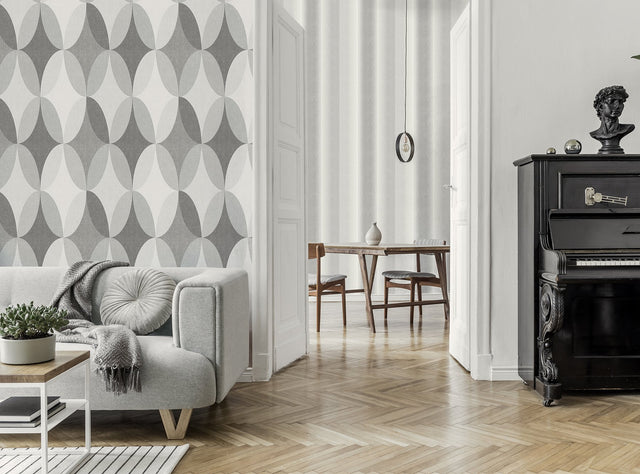 Kirby Charcoal Oval Geo Wallpaper