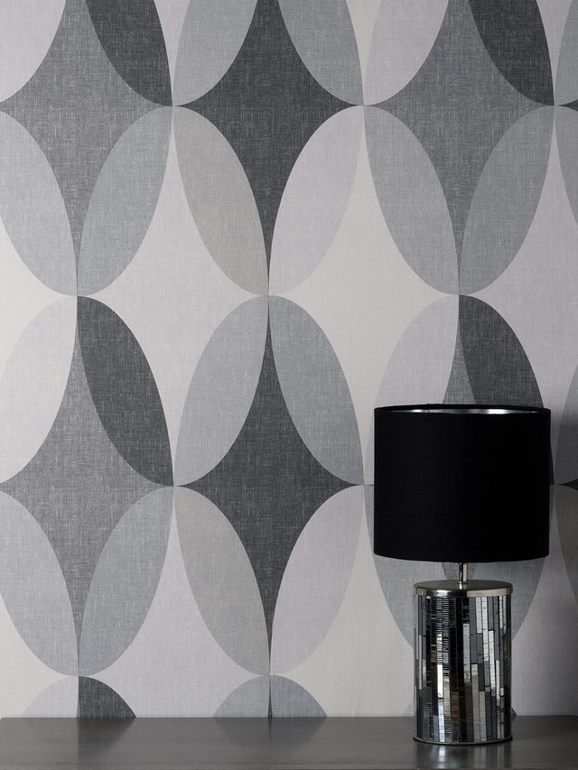 Kirby Charcoal Oval Geo Wallpaper