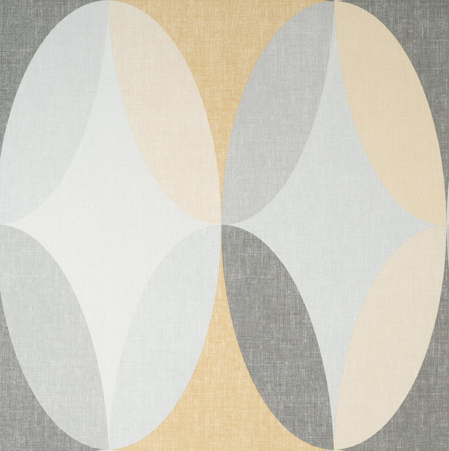 Kirby Mustard Oval Geo Wallpaper with Geometric Retro Motif - Fine Decor M1641