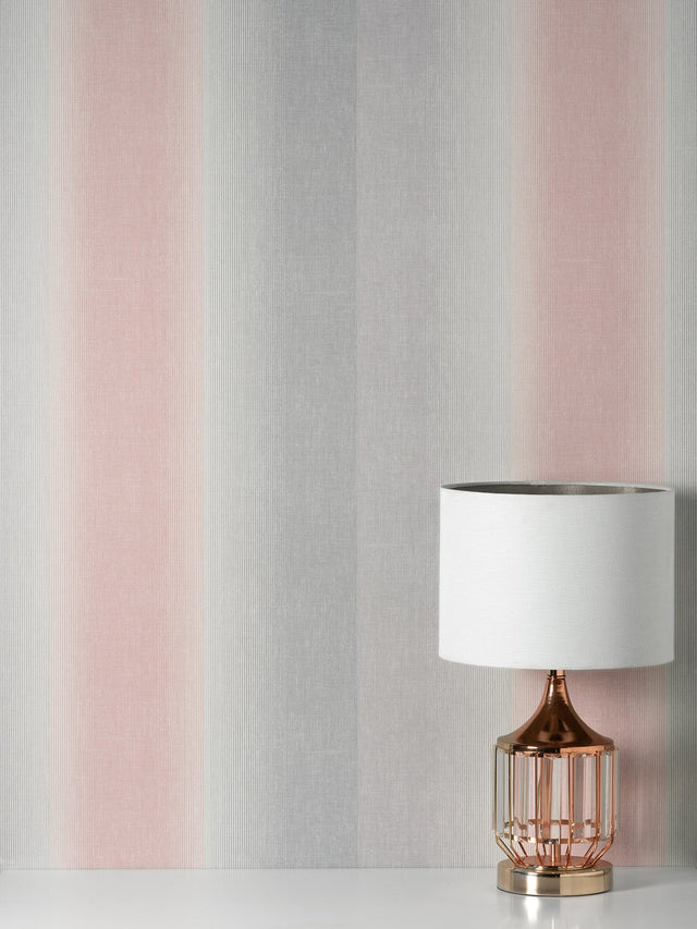 Kirby Pink Stripe Wallpaper with Ombre Stripes - Fine Decor M1642