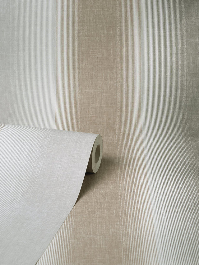 Kirby Taupe Stripe Wallpaper with Ombre Stripes - Fine Decor M1644