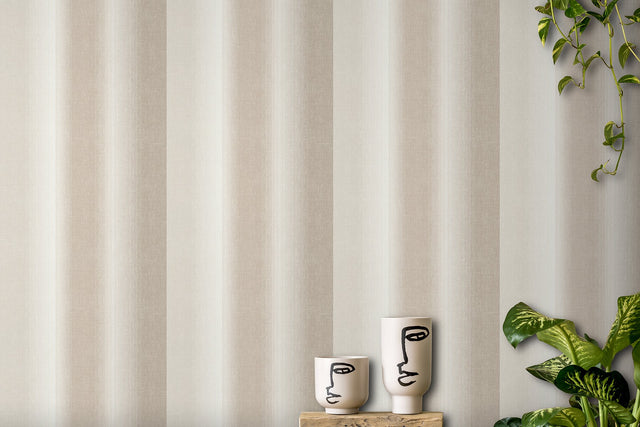 Kirby Taupe Stripe Wallpaper with Ombre Stripes - Fine Decor M1644