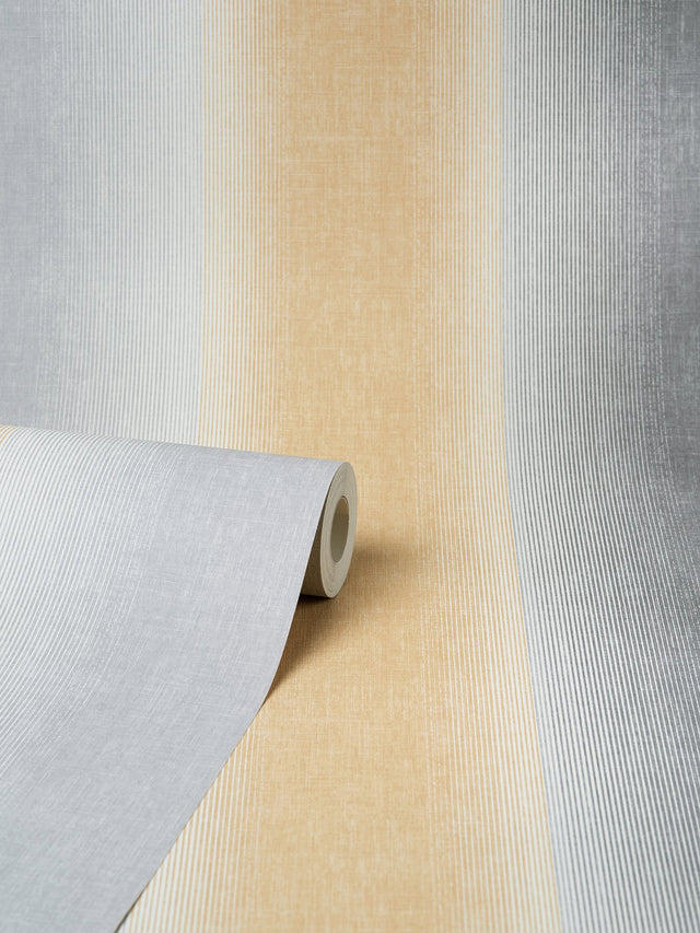 Kirby Mustard Stripe Wallpaper with Ombre Stripes - Fine Decor M1645