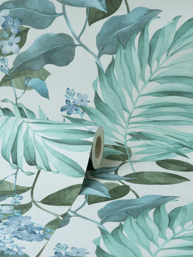 Eden Grey Tropical Wallpaper