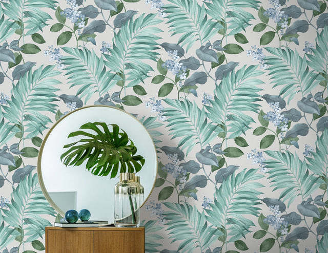 Eden Grey Tropical Wallpaper