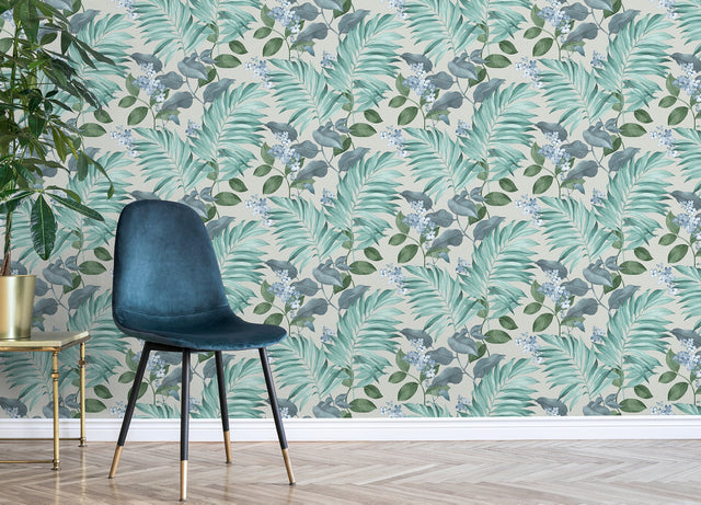 Eden Grey Tropical Wallpaper