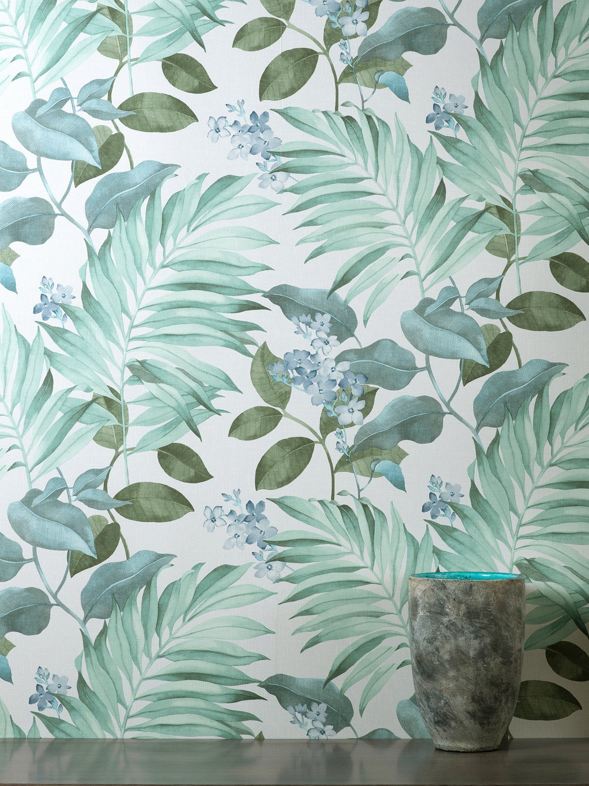 Eden Grey Tropical Wallpaper