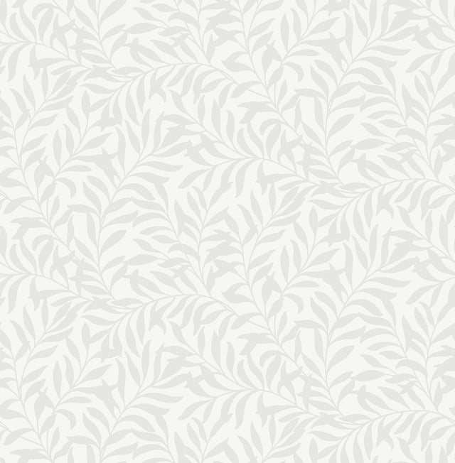 Salix Silver Leaf Wallpaper with Botanical Leaf Pattern, Traditional Non Woven - Brewster M1666