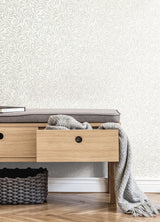 Salix Silver Leaf Wallpaper with Botanical Leaf Pattern, Traditional Non Woven - Brewster M1666