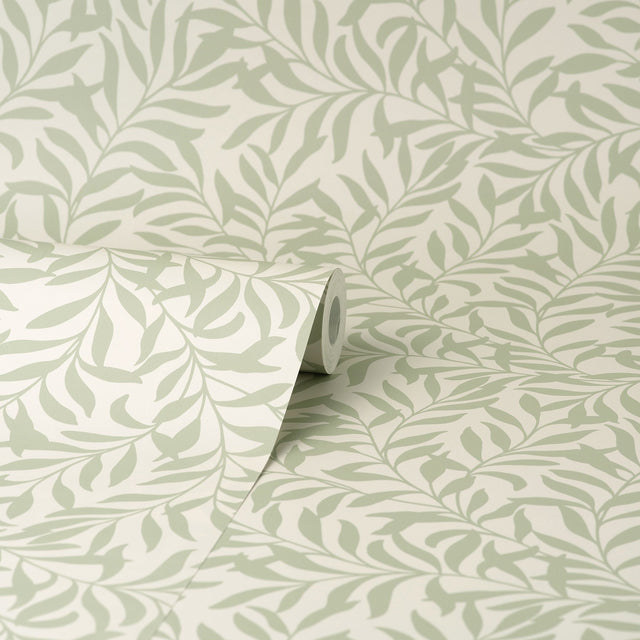 Salix Sage Leaf Wallpaper with Botanical Leaf Pattern - Brewster M1667