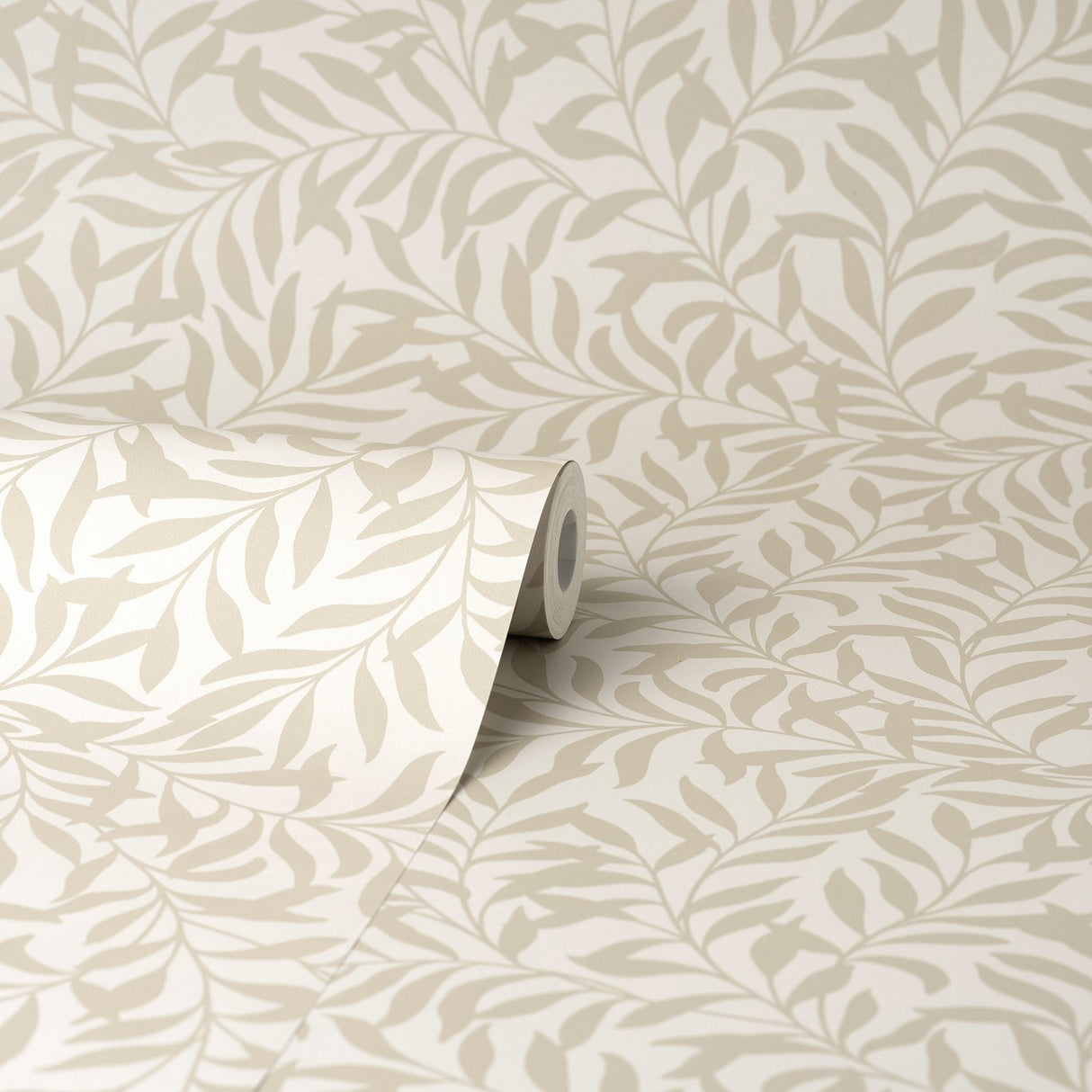Salix Beige Leaf Wallpaper with Botanical Leaves Pattern, Traditional Unpasted Non Woven - Brewster M1668