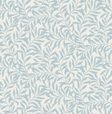 Salix Light Blue Leaf Wallpaper with Botanical Leaves Pattern, Traditional Unpasted Non Woven - Brewster M1669