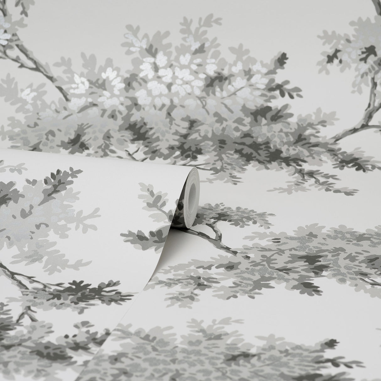 Ashdown Grey Tree Wallpaper with Modern Botanical Trees Pattern - Brewster M1671