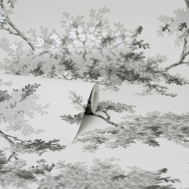 Ashdown Grey Tree Wallpaper with Modern Botanical Trees Pattern - Brewster M1671