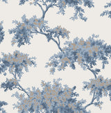 Ashdown Dark Blue Tree Wallpaper with Botanical Trees Pattern, Modern Unpasted Non Woven - Brewster M1672