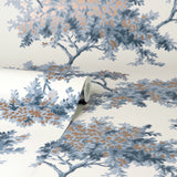 Ashdown Dark Blue Tree Wallpaper with Botanical Trees Pattern, Modern Unpasted Non Woven - Brewster M1672