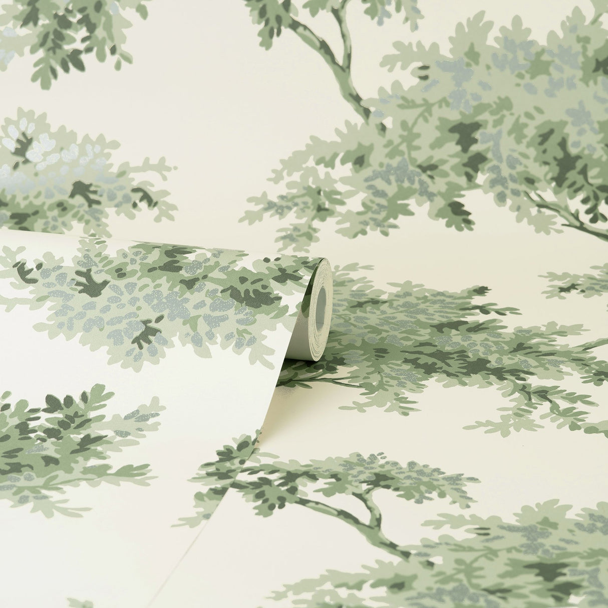 Ashdown Sage Tree Wallpaper with Botanical Trees Pattern, Modern Non Woven Unpasted - Brewster M1674