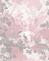 Eeden Pink Crane Lagoon Wallpaper with Botanical Birds Mural - Brewster M1676
