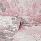 Eeden Pink Crane Lagoon Wallpaper with Botanical Birds Mural - Brewster M1676