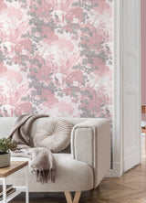 Eeden Pink Crane Lagoon Wallpaper with Botanical Birds Mural - Brewster M1676