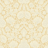 Bamburg Mustard Floral Wallpaper with Botanical Damask Motif - Brewster M1682