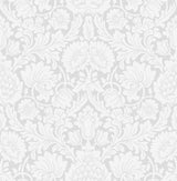 Bamburg Grey Floral Wallpaper with Botanical Damask Motif - Brewster M1683