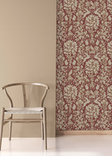 Richmond Maroon Floral Wallpaper with Whimsical Woodland Flowers Pattern - Brewster M1685