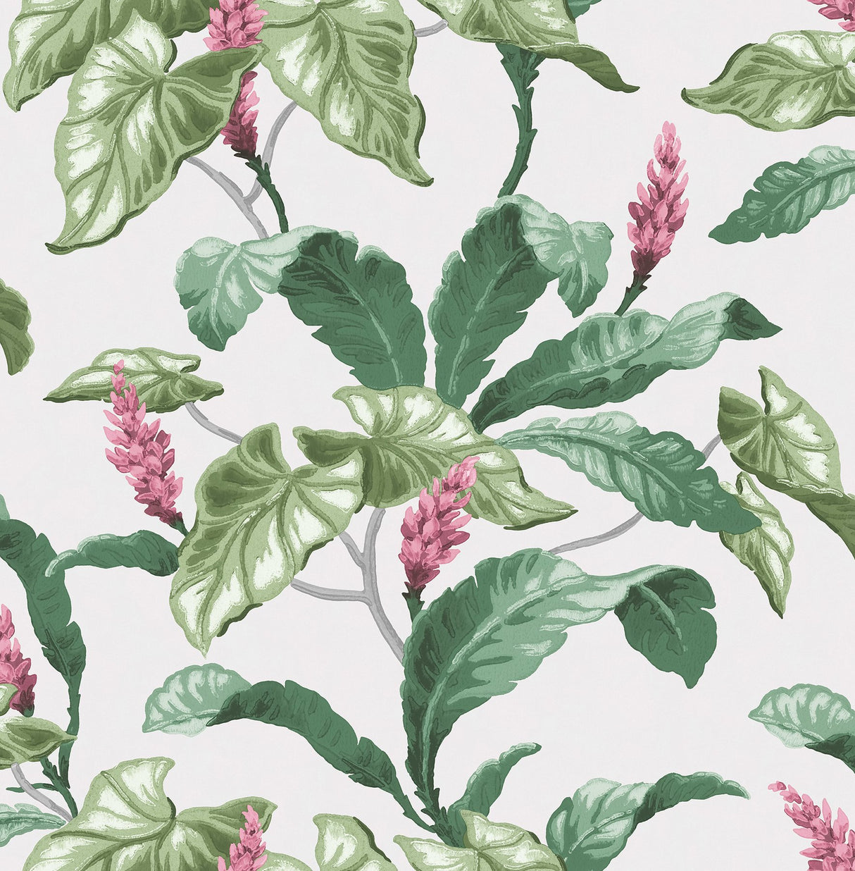 Meridian Parade Green Tropical Leaves Wallpaper with Botanical Leaf Pattern - Brewster M1692