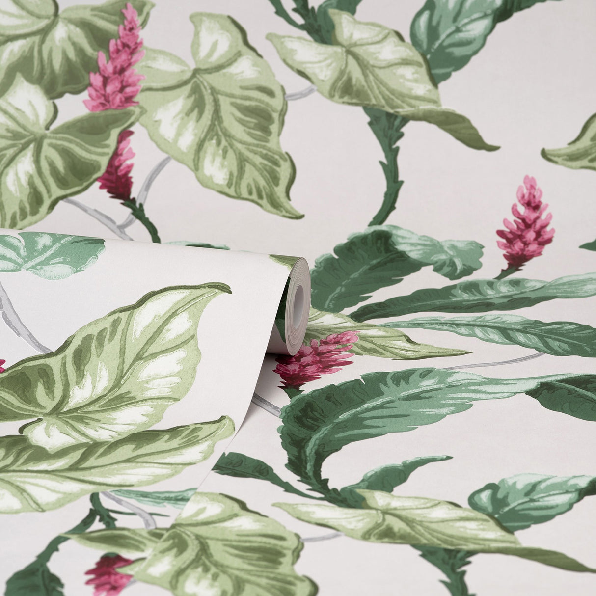 Meridian Parade Green Tropical Leaves Wallpaper with Botanical Leaf Pattern - Brewster M1692
