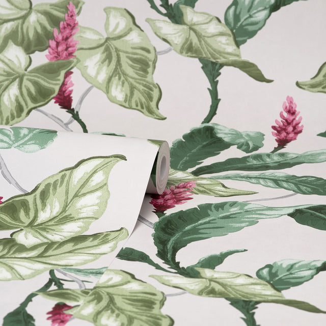 Meridian Parade Green Tropical Leaves Wallpaper with Botanical Leaf Pattern - Brewster M1692