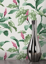Meridian Parade Green Tropical Leaves Wallpaper with Botanical Leaf Pattern - Brewster M1692
