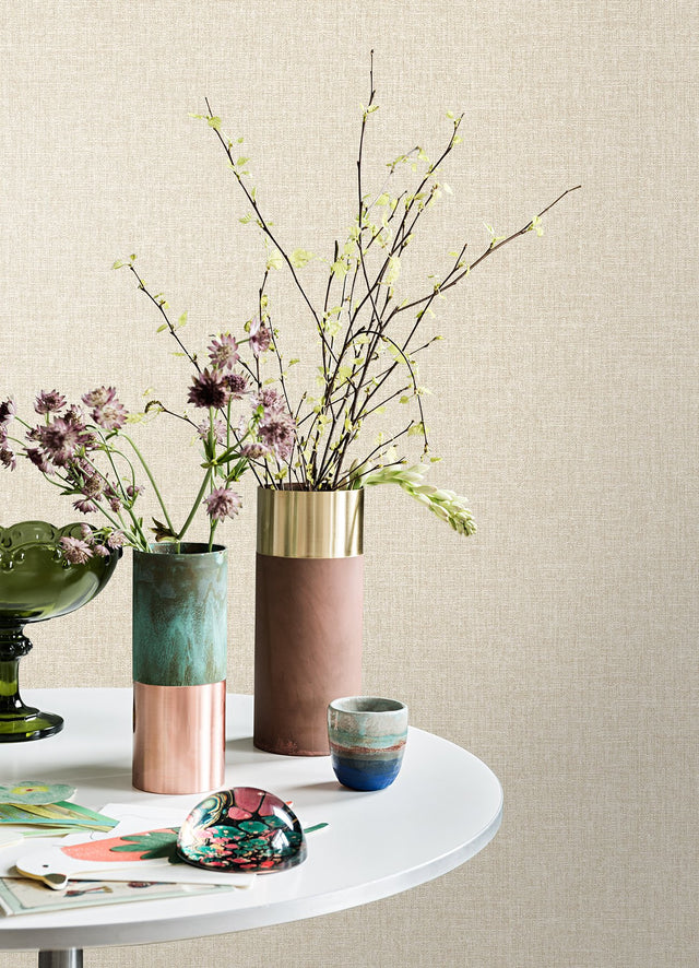 Glen Beige Linen Wallpaper
