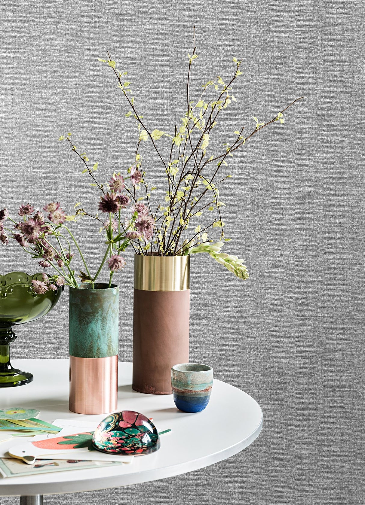 Glen Dark Grey Linen Wallpaper