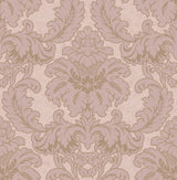 Windsor Pink Damask Wallpaper with Rose Gold Accents - Brewster M1706