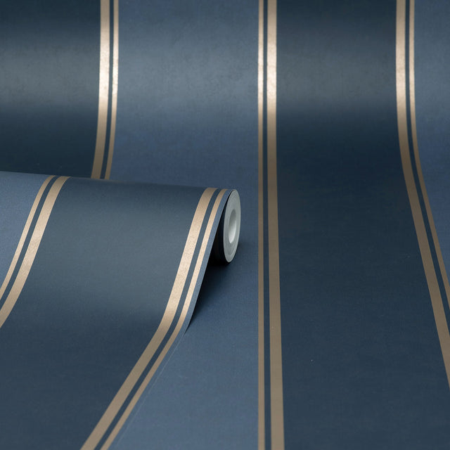 Rydia Blue Stripe Wallpaper with Modern Stripes Pattern - Brewster M1708