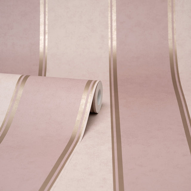 Rydia Pink Stripe Wallpaper with Modern Stripes Pattern - Brewster M1710