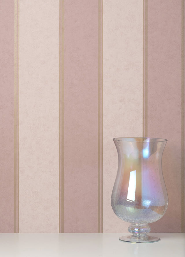 Rydia Pink Stripe Wallpaper with Modern Stripes Pattern - Brewster M1710