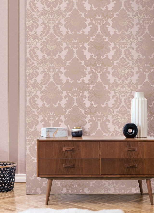 Rydia Pink Stripe Wallpaper with Modern Stripes Pattern - Brewster M1710