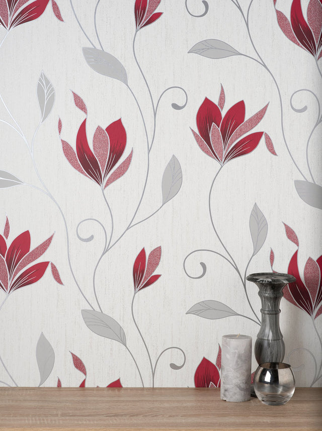 Synergy Ruby Floral Wallpaper