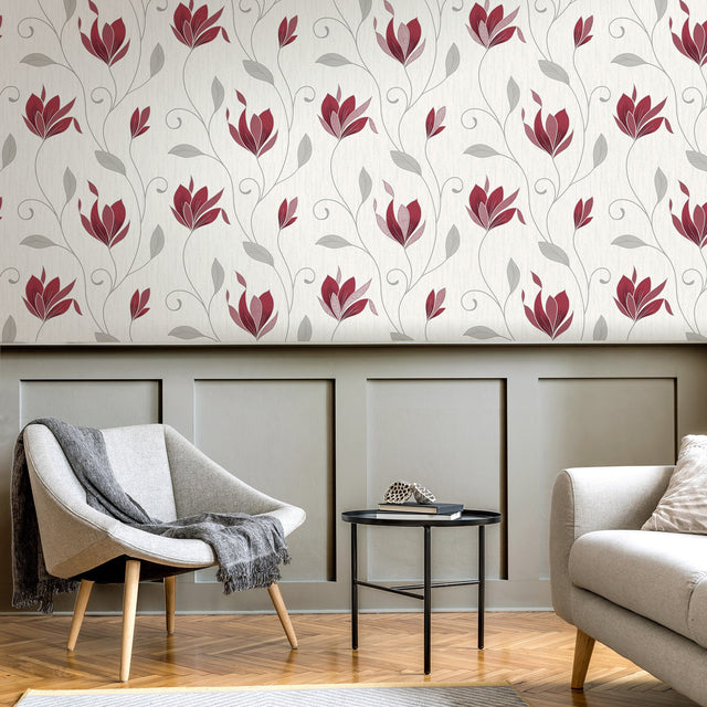 Synergy Ruby Floral Wallpaper